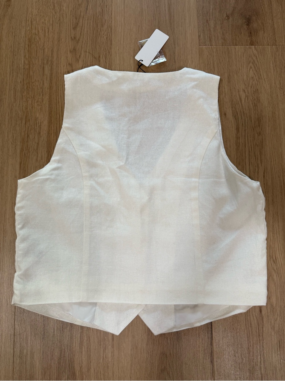 Linen blend vest women medium casual summer buttons - Picture 4 of 5